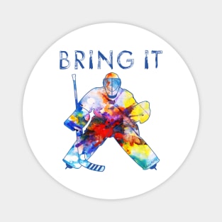 Bring It Hockey Goalie Watercolor Magnet